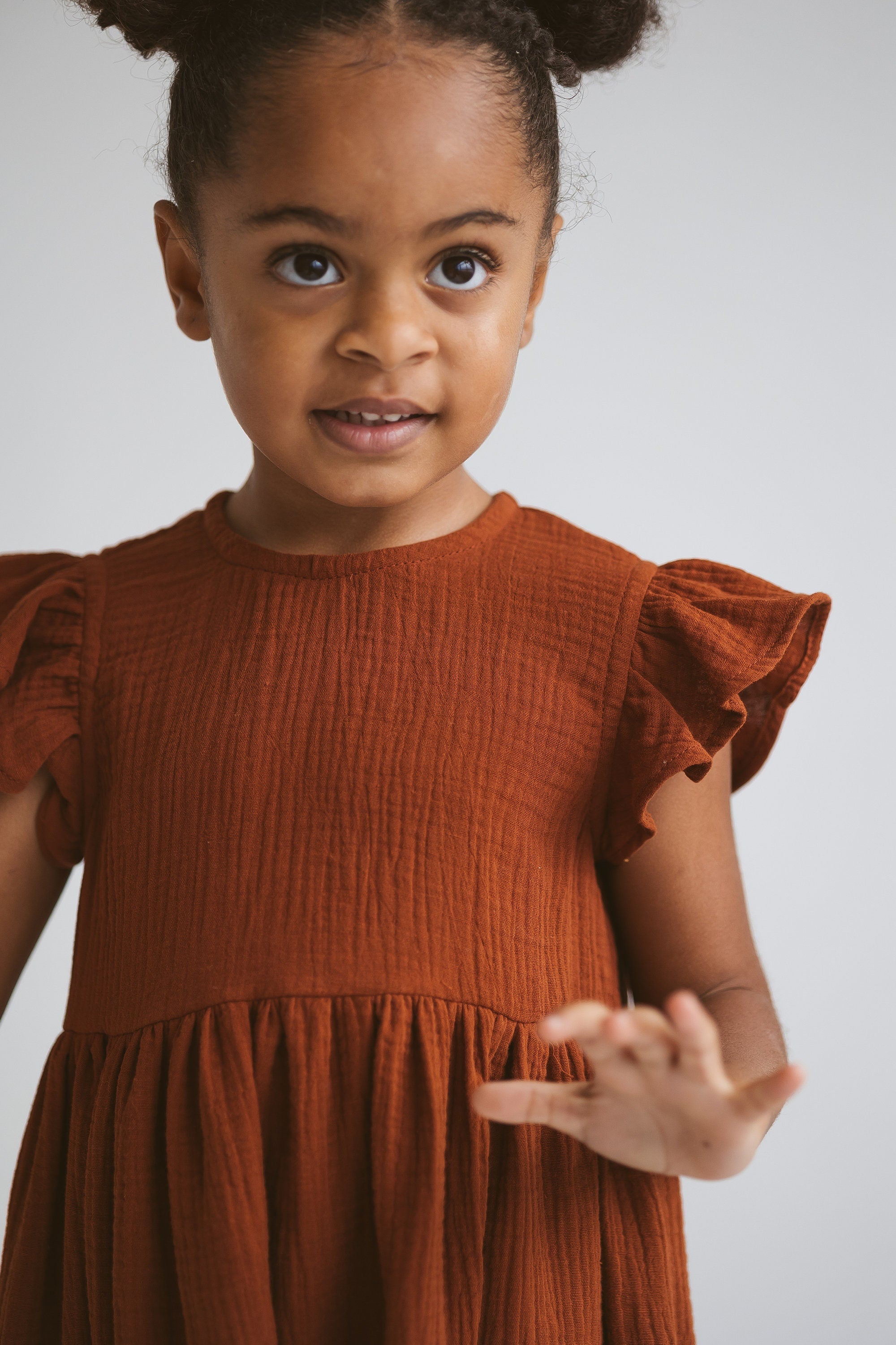Terracotta Muslin Girls Dress