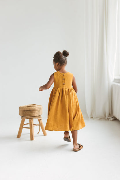 Saffron Girls Muslin Dress
