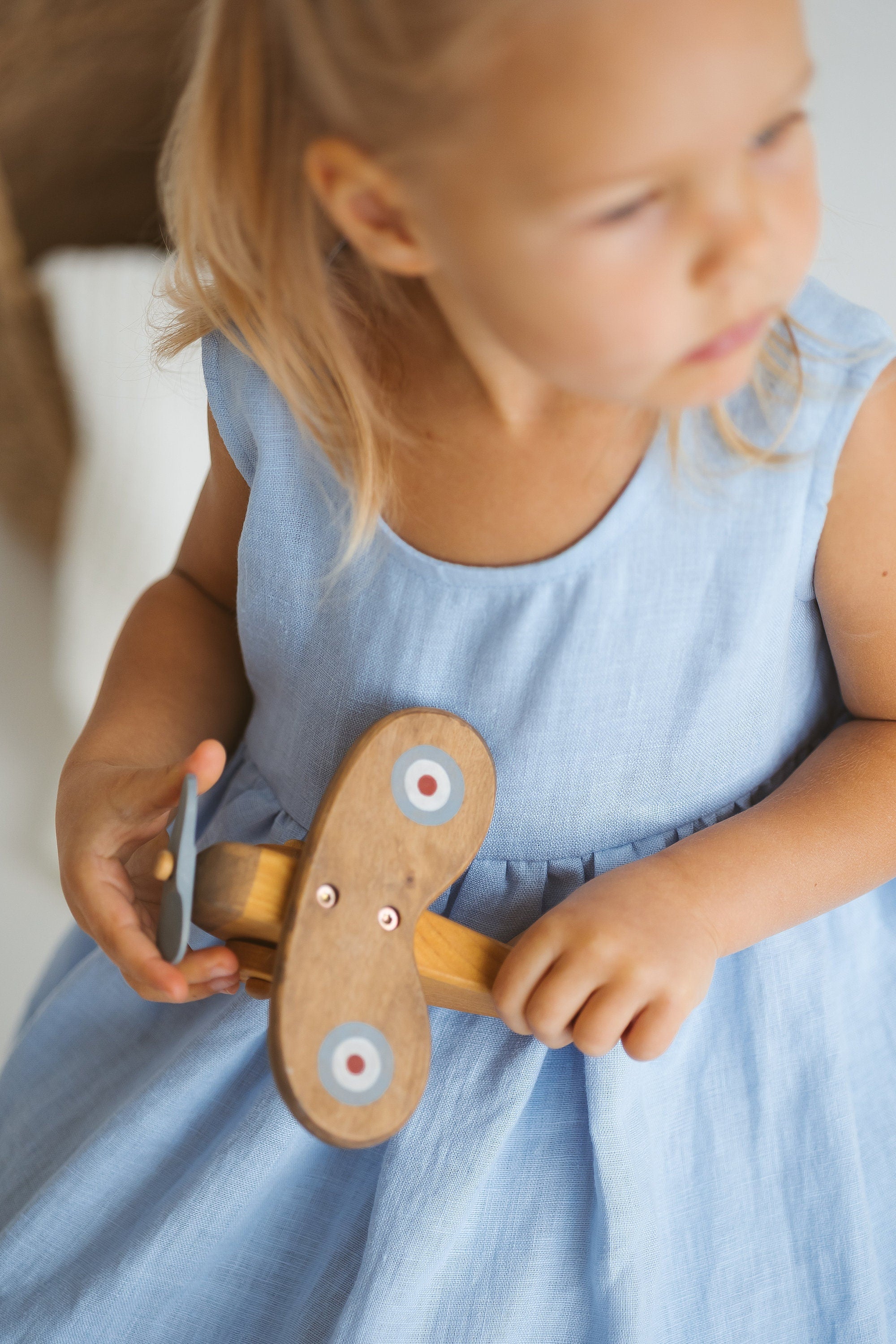 Baby Blue Girls Linen Dress