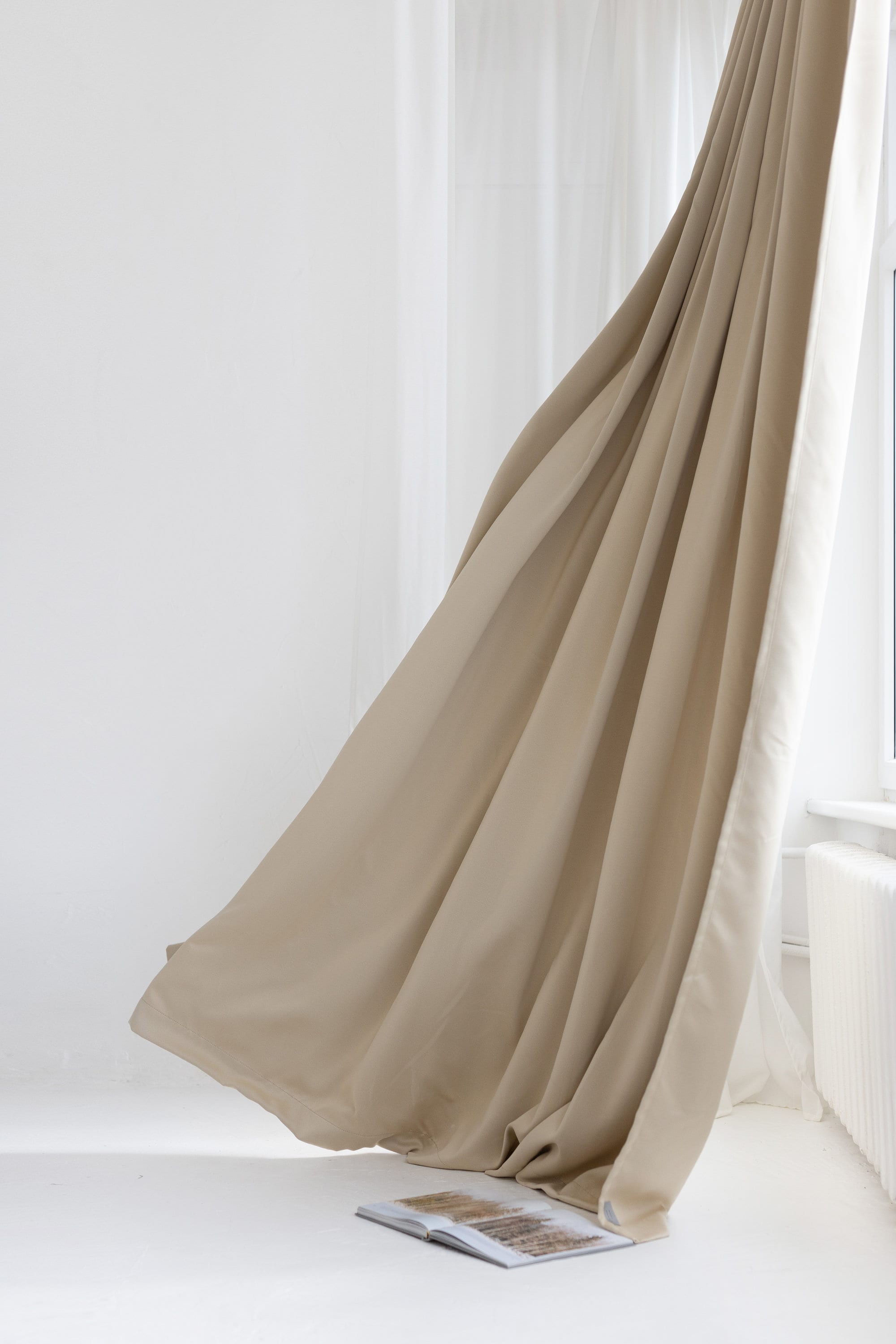 108&quot;/276 cm Wide Beige Blackout Curtain