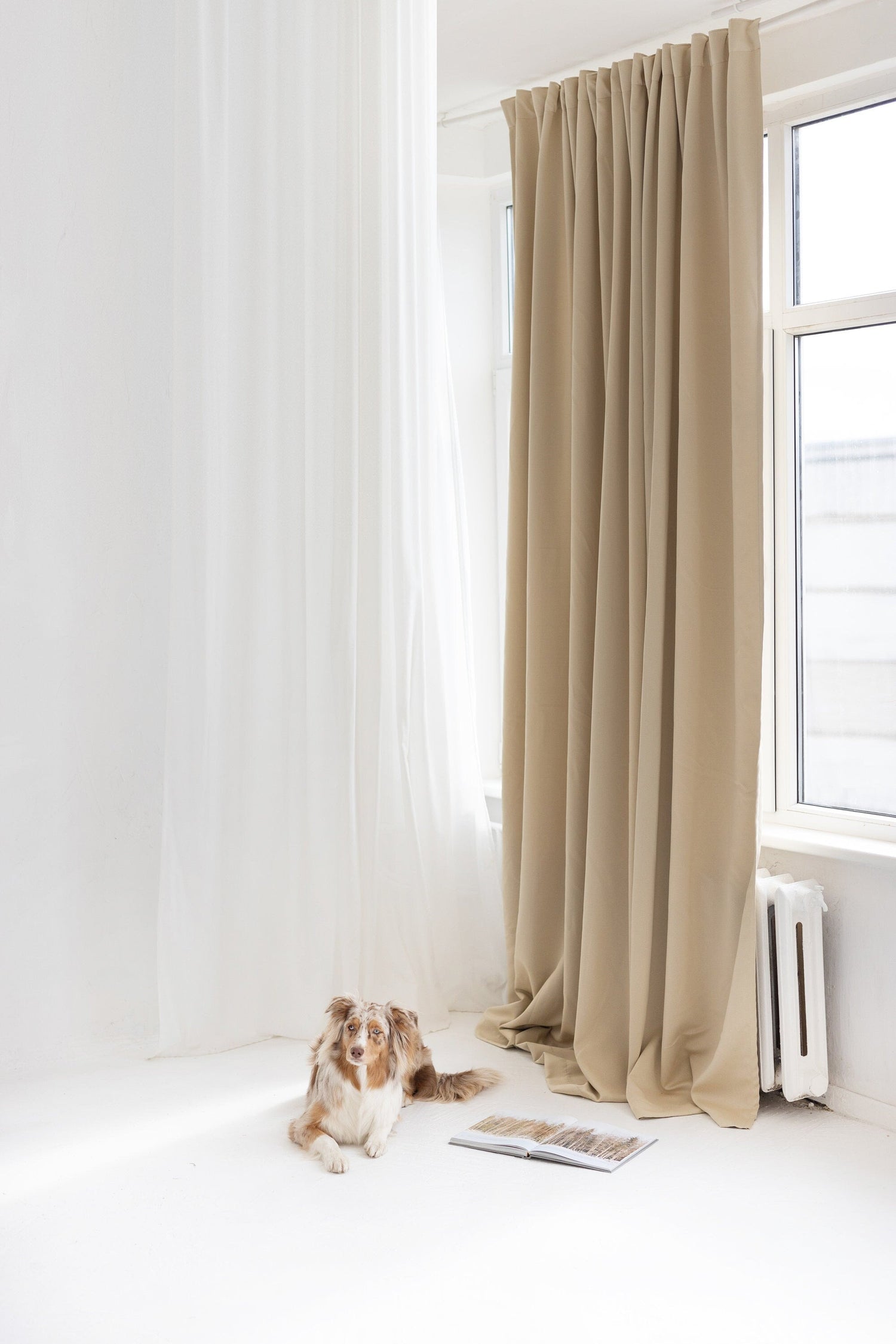 108&quot;/276 cm Wide Beige Blackout Curtain