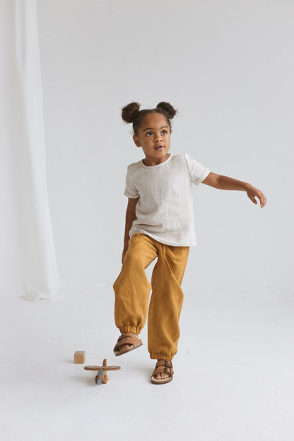 Natural light Linen Girls Top