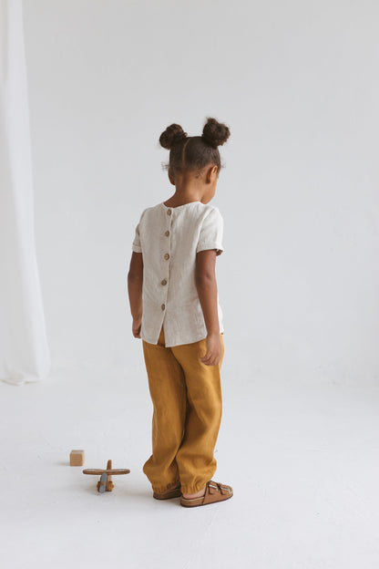 Natural light Linen Girls Top