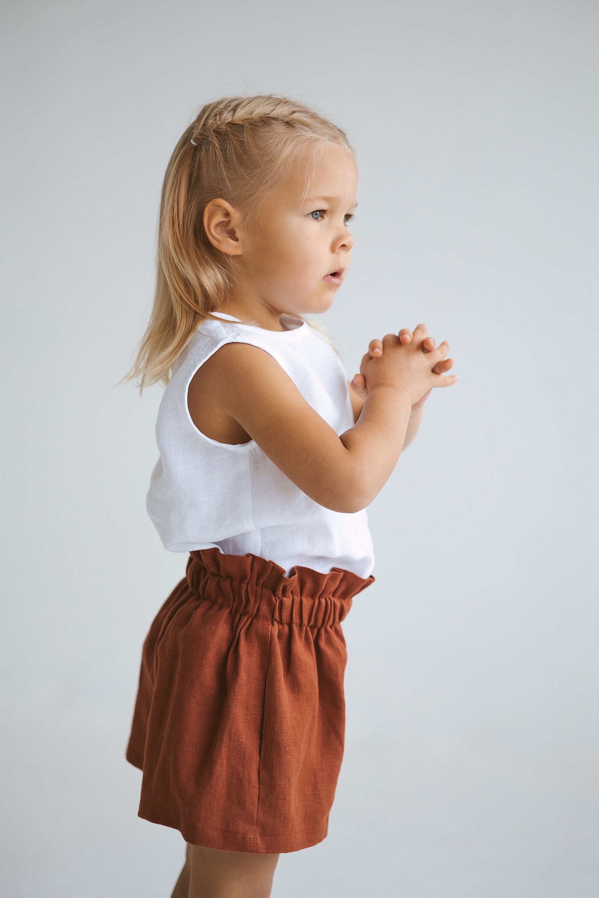 Rusty Linen Girls Shorts