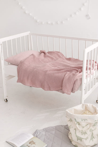 Light Blue Waffle Linen Baby Blanket