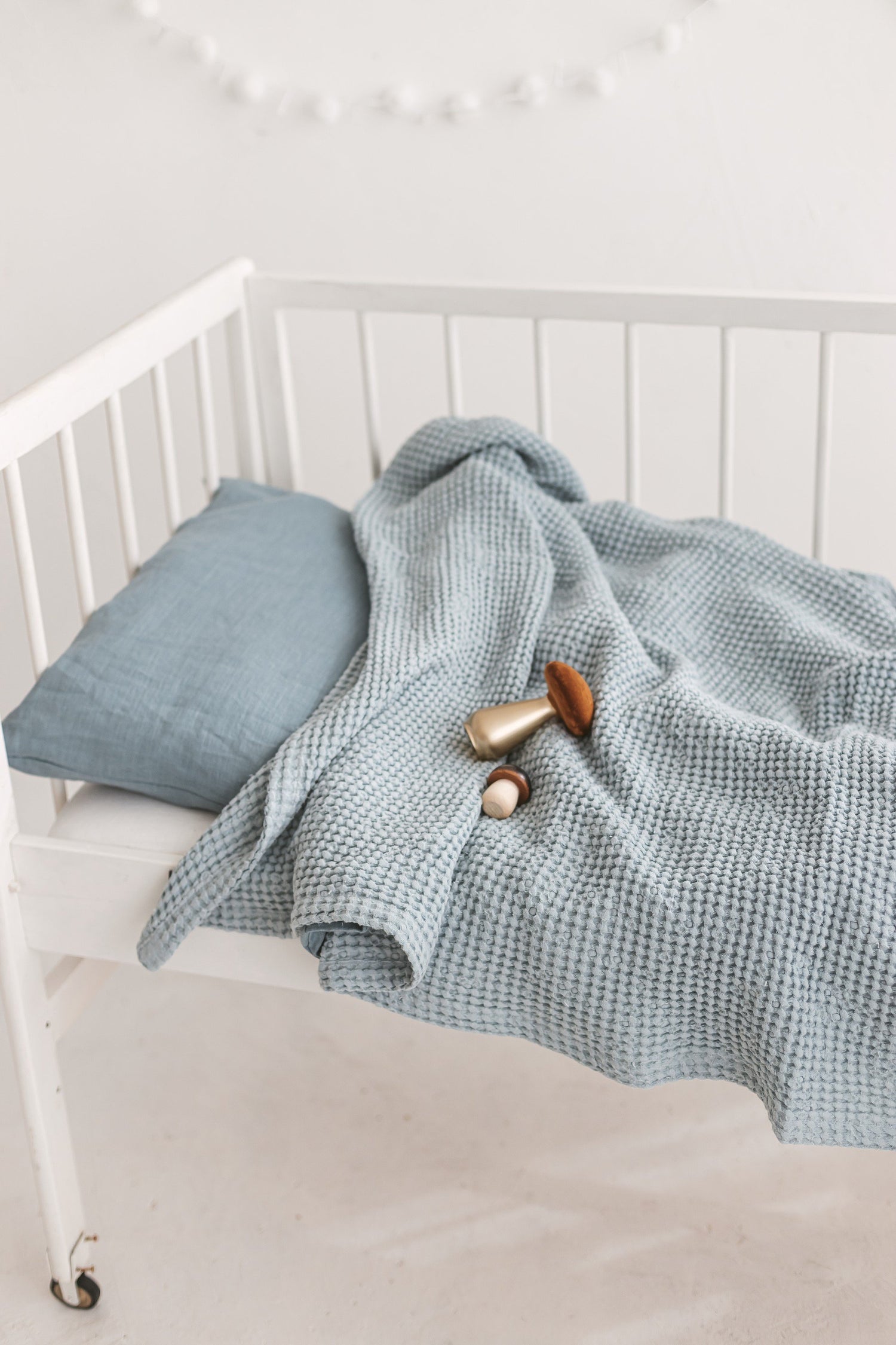 Light Blue Waffle Linen Baby Blanket
