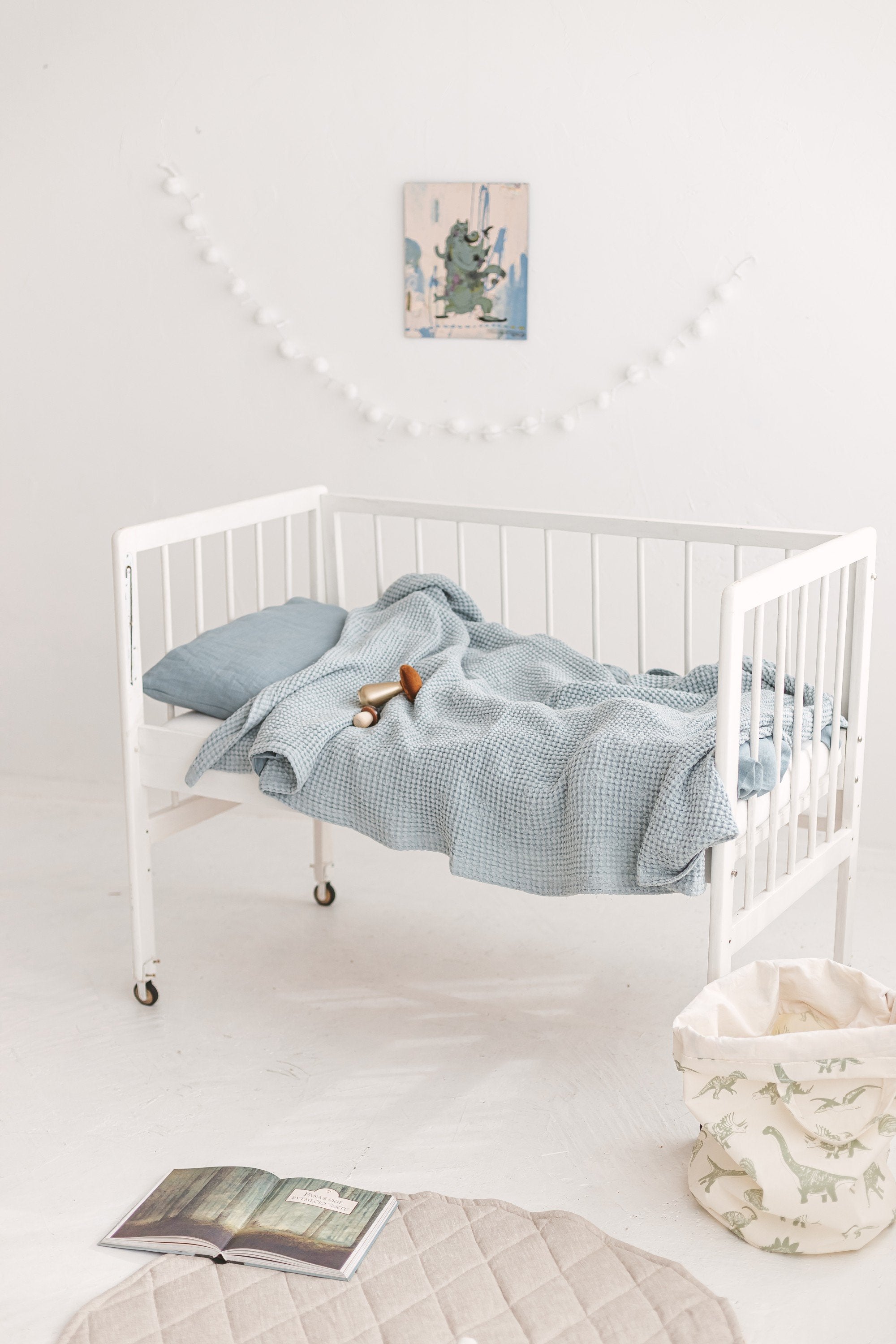 Light Blue Waffle Linen Baby Blanket