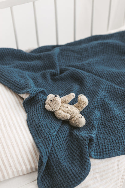 Light Blue Waffle Linen Baby Blanket