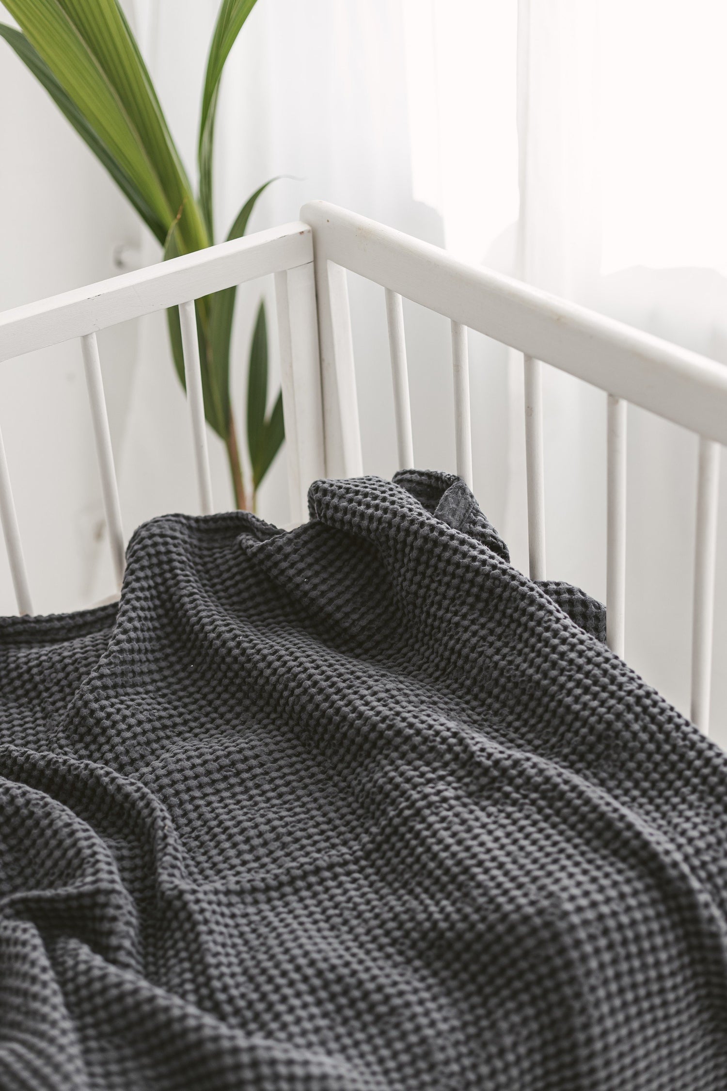 Light Gray Waffle Linen Baby Blanket