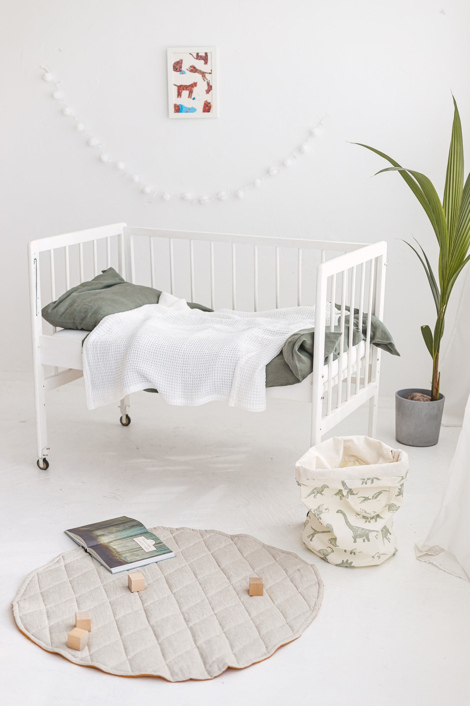 Light Gray Waffle Linen Baby Blanket