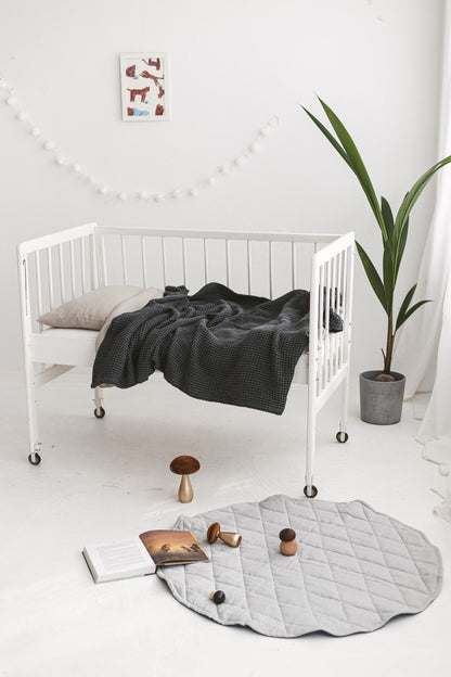 Light Gray Waffle Linen Baby Blanket