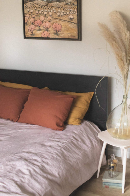 Rusty Linen Pillow Case With Ties