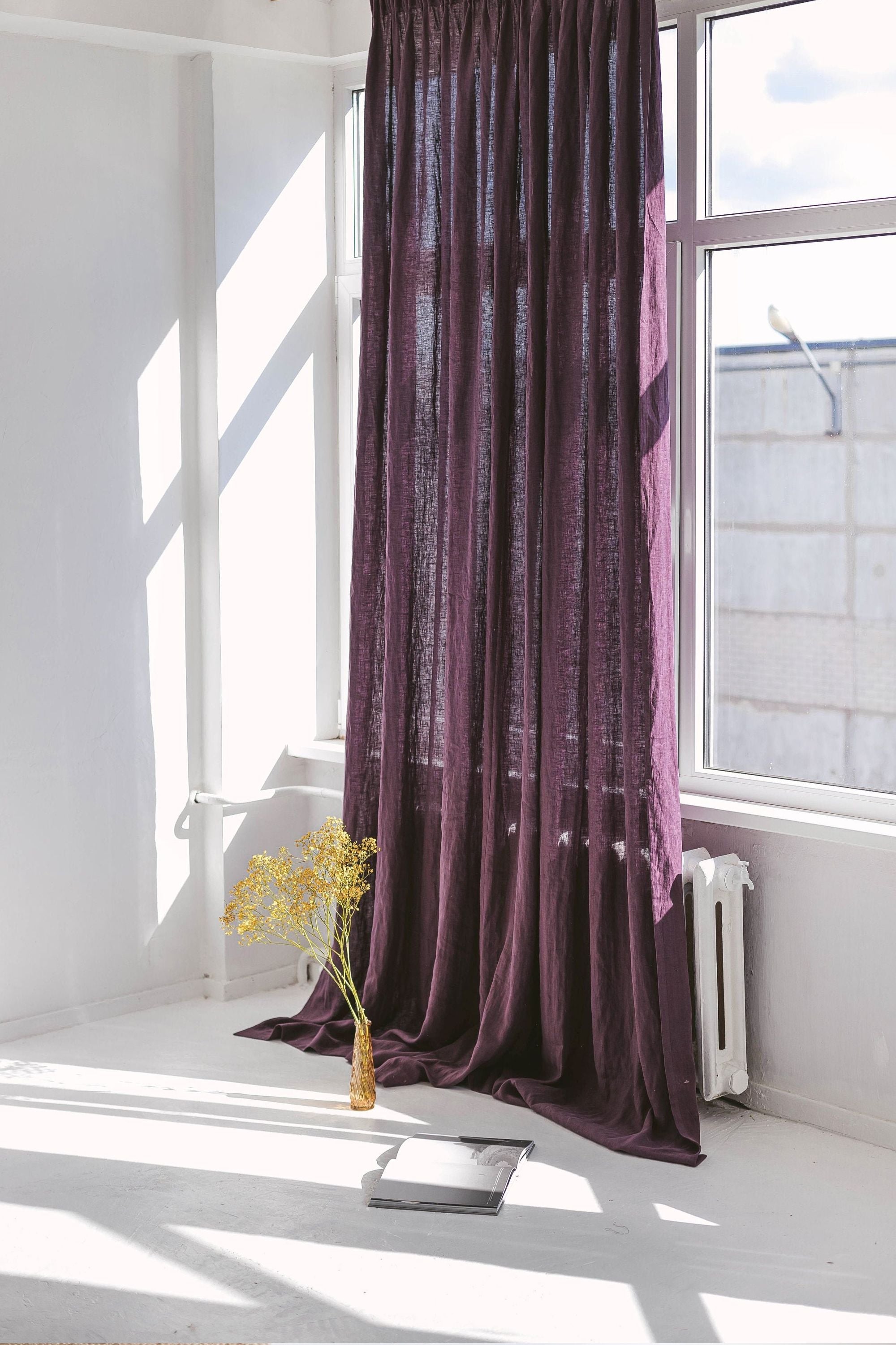 110&quot;/ 280 Cm Width Plum Linen Curtain