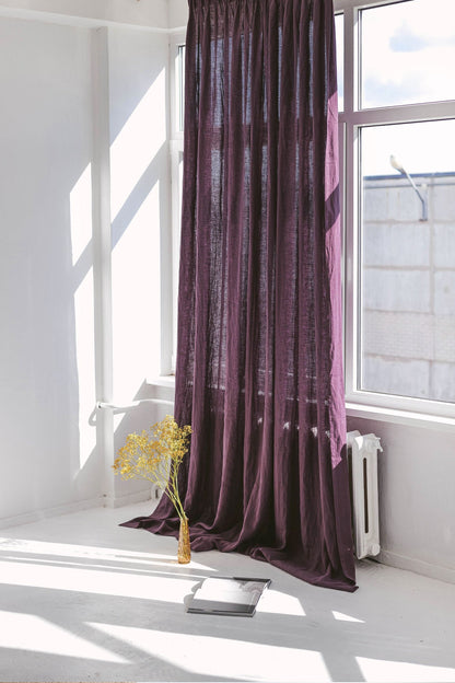 110&quot;/ 280 Cm Width Plum Linen Curtain