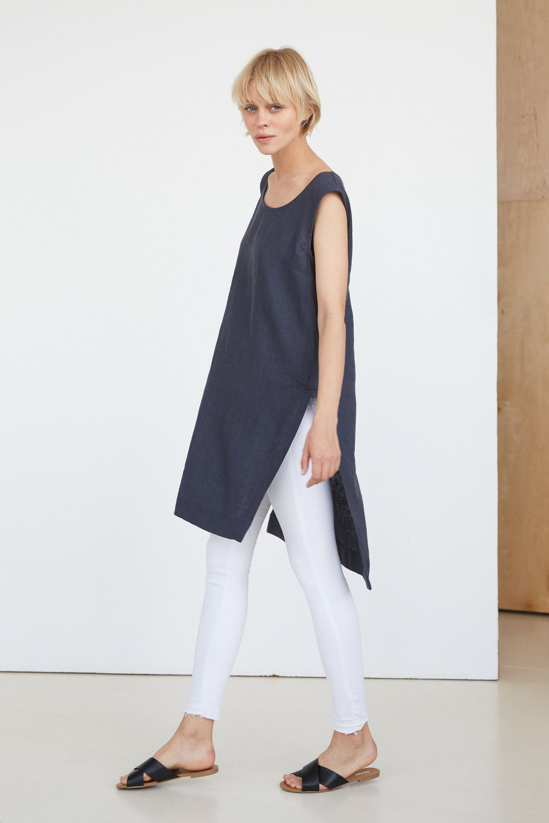 Coal Gray Linen Tunic