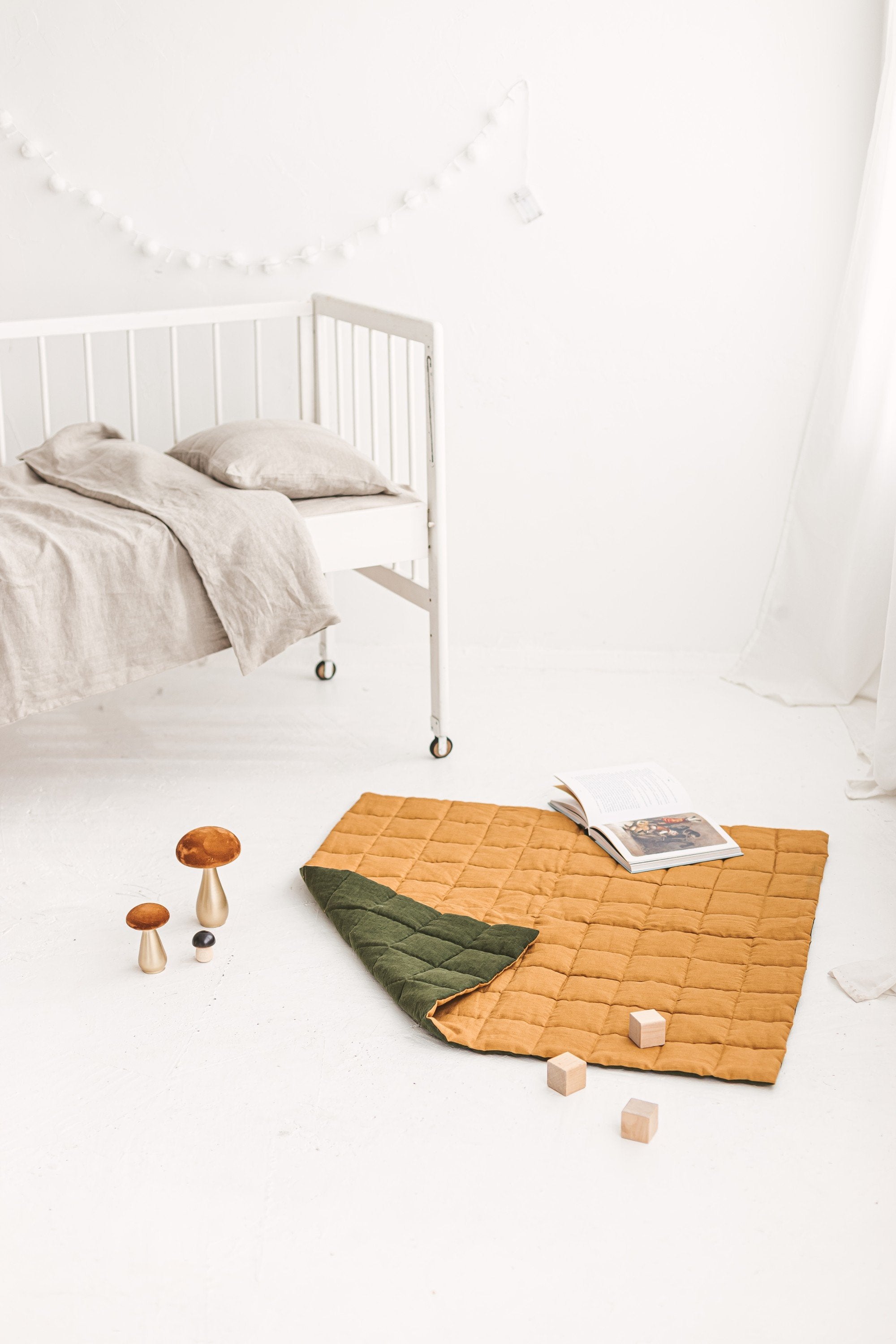 Rusty Safari Green Linen Baby Padded Play Mat