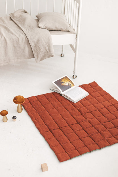 Rusty Safari Green Linen Baby Padded Play Mat