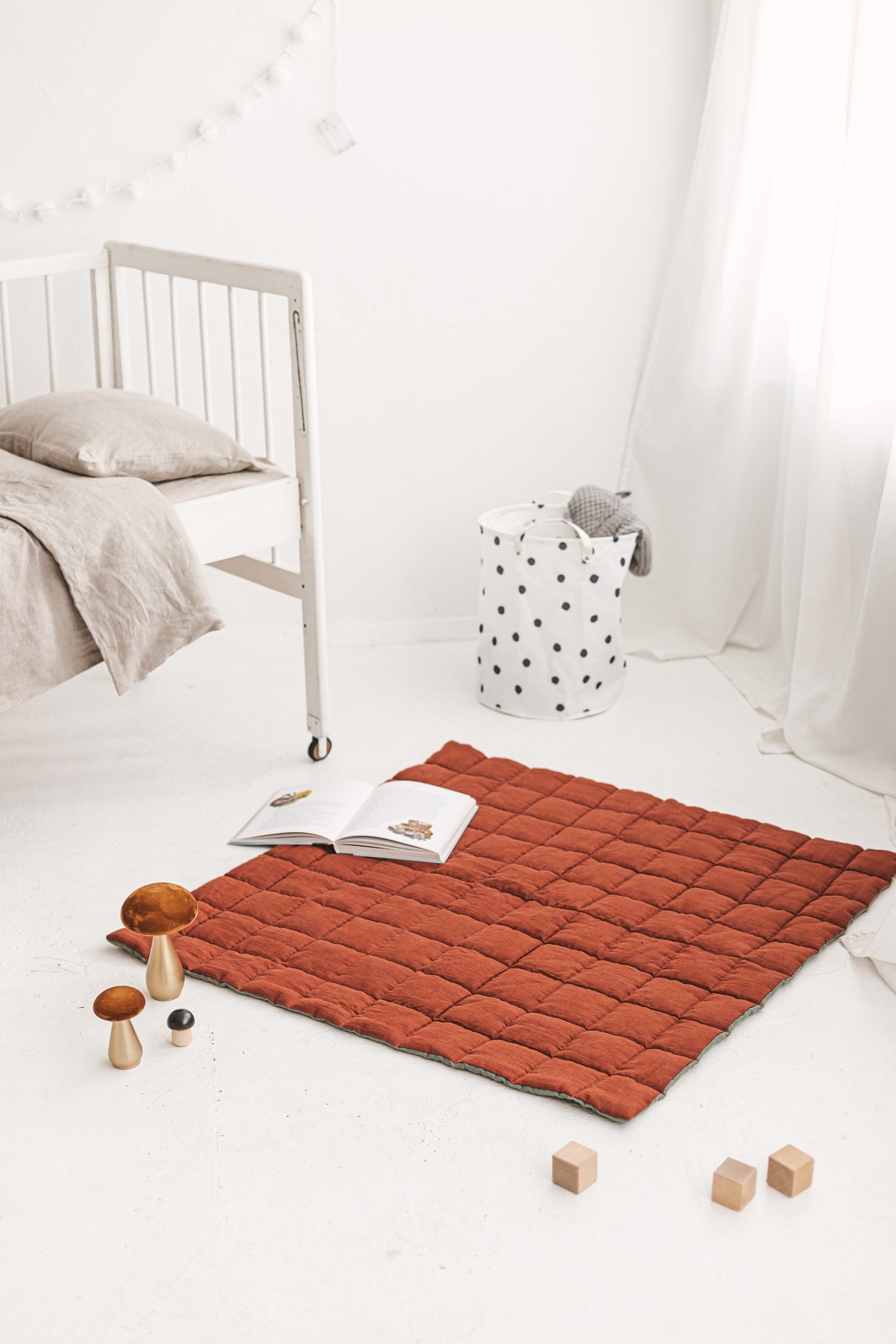 Rusty Safari Green Linen Baby Padded Play Mat