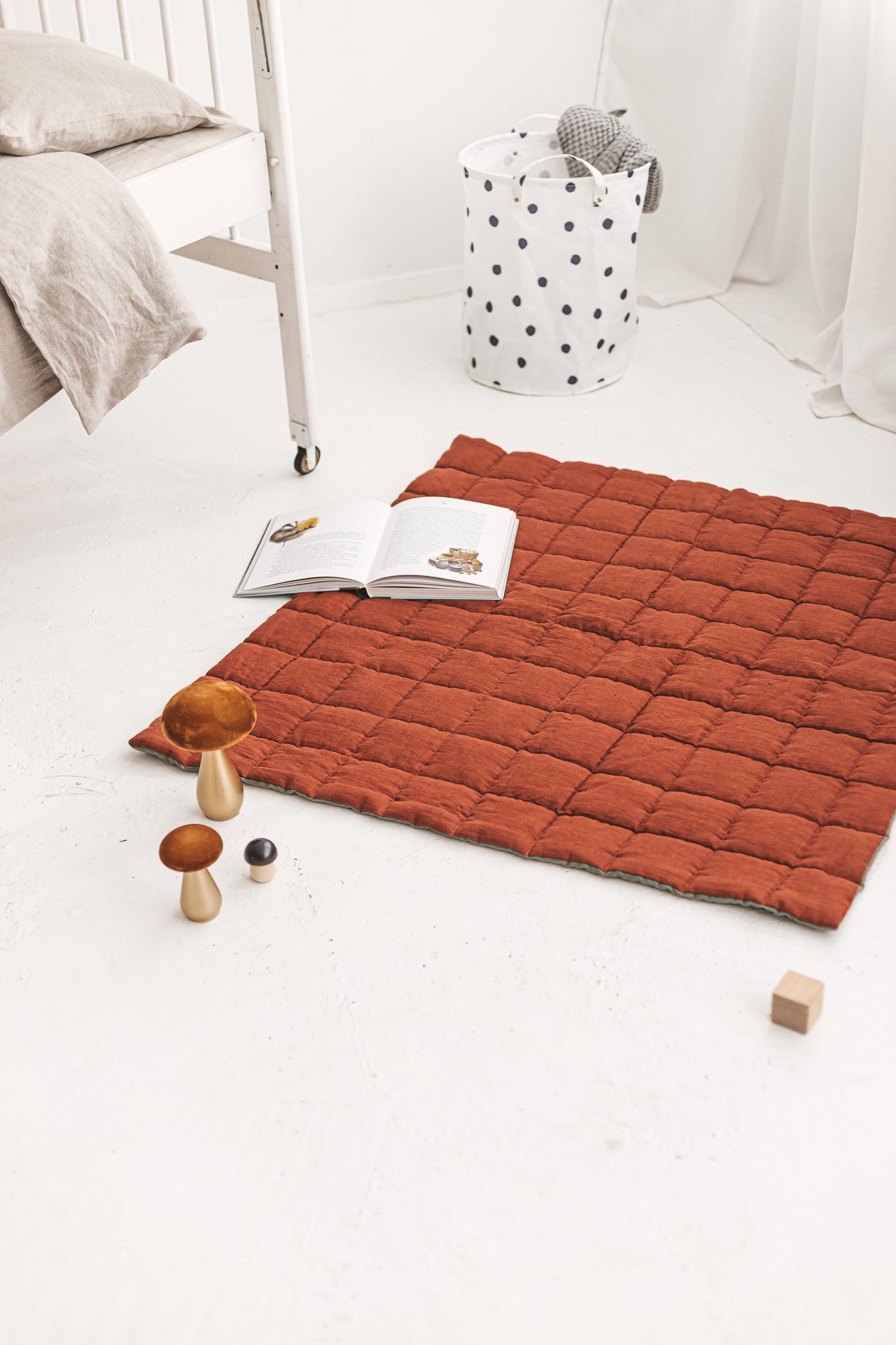 Rusty Safari Green Linen Baby Padded Play Mat