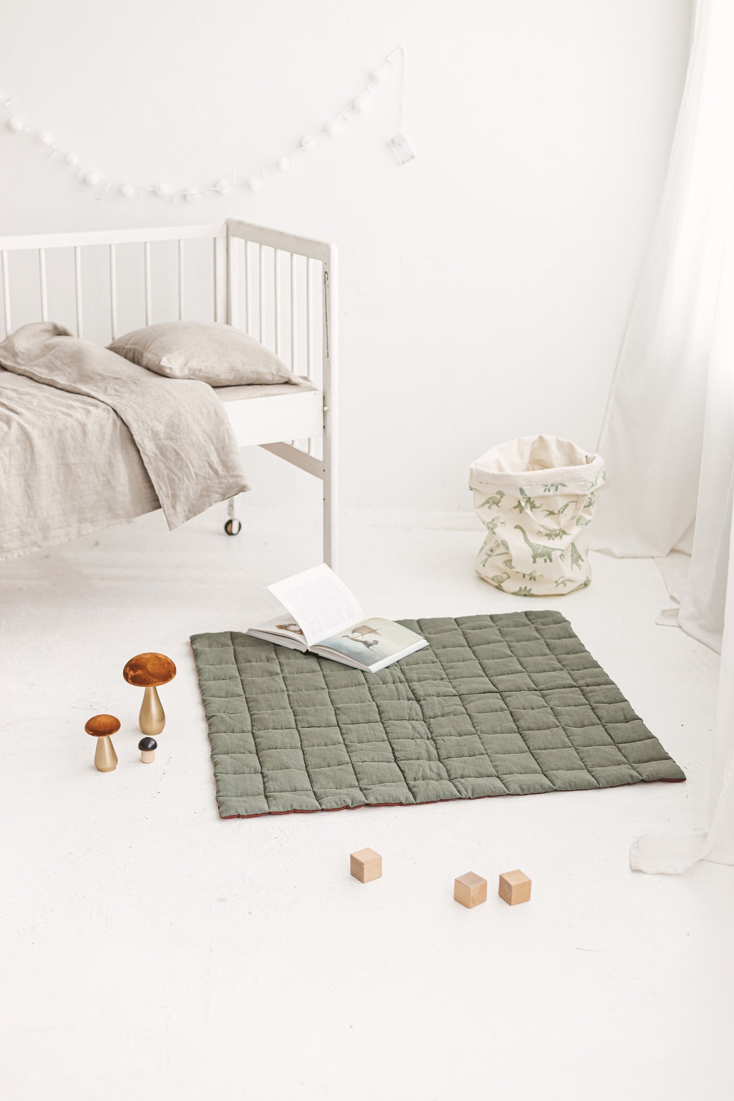 Rusty Safari Green Linen Baby Padded Play Mat