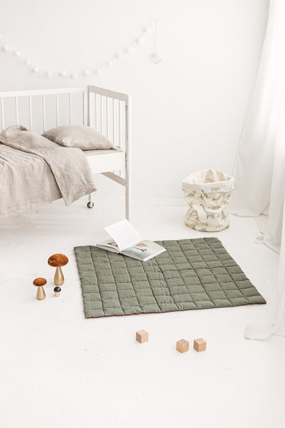 Rusty Safari Green Linen Baby Padded Play Mat