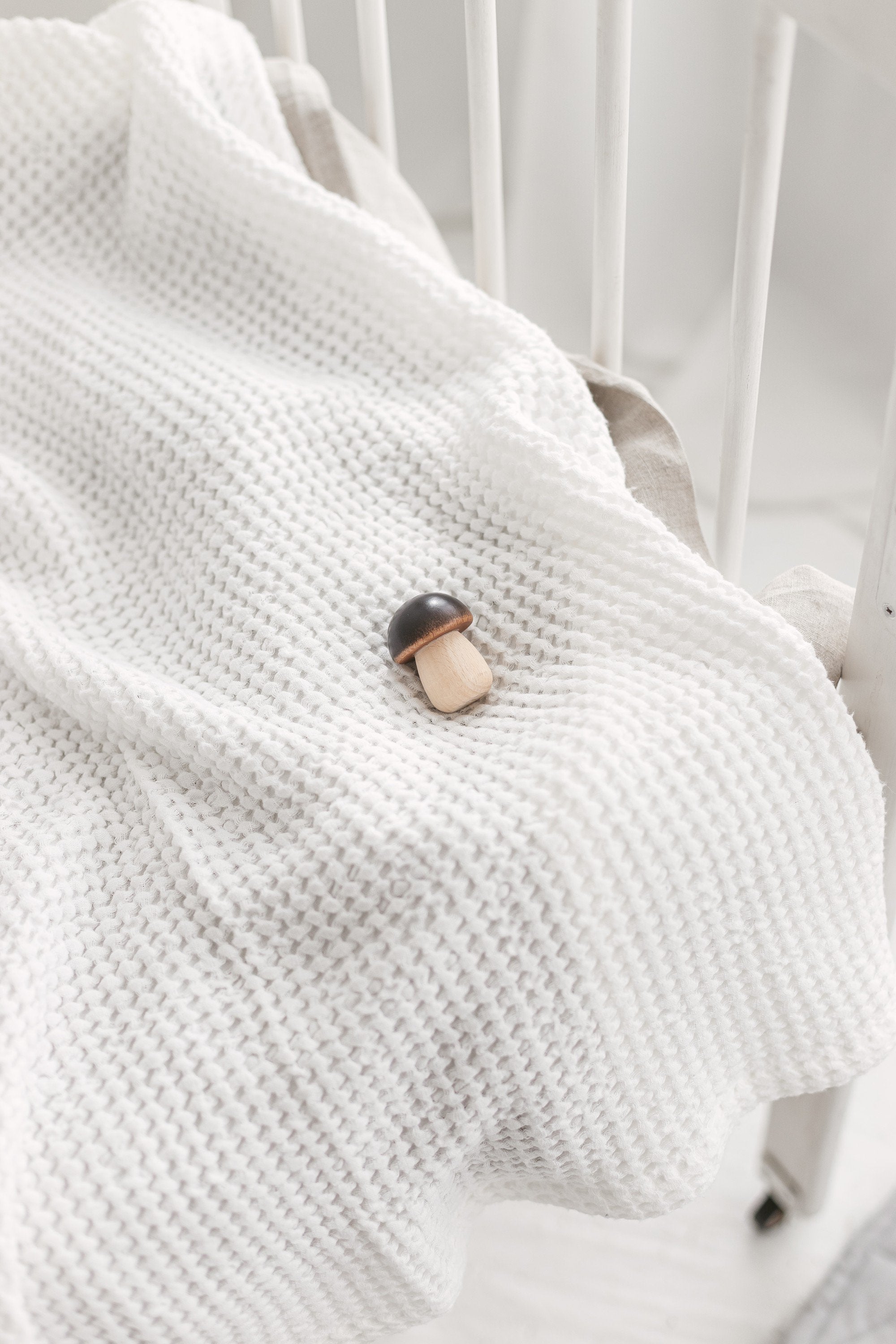 White Waffle Linen Baby Blanket